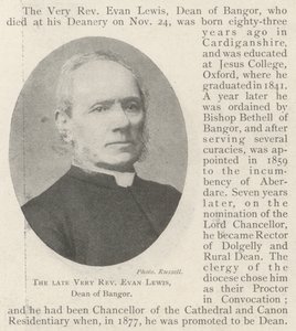 已故的非常牧师Evan Lewis，班戈院长 作者 英国摄影师