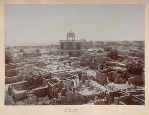 Purana Qila 内的村庄，Sher Mandal 周边景色，约 1908-1911 年（黑白照片） 作者 英国摄影师