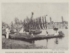 Weybridge Regatta，Prize Punt用玉米和罂粟花装饰 作者 英国摄影师