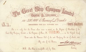 由Great Ship Company Limited发行的1英镑股票 作者 英语学校