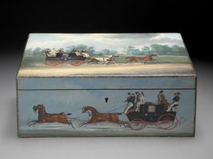 一个雪茄盒，上面画着Taglioni Prints的场景，c.1840（果树上的油）（后视图见285536） 作者 英语学校