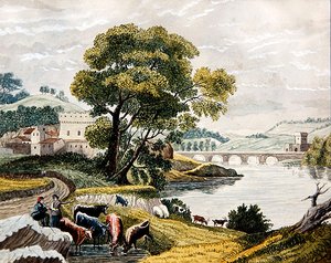 克劳德风景，约1825年（纸上水彩）。 作者 英语学校