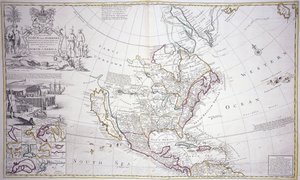 北美双页地图，约1708-20年 作者 英语学校