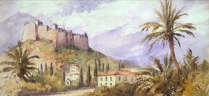 阿特拉斯山脉的山地堡垒，约1860-70（纸上水彩画） 作者 英语学校