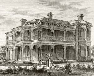 墨尔本郊区的房子，1880年，来自霍华德威洛比的“澳大利亚图片”，由伦敦宗教学会出版，1886年 作者 英语学校