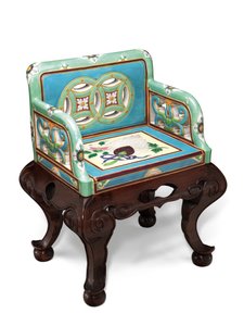 Minton majolica美学运动绿松石和海泡绿色地面扶手椅，约1865年 作者 英语学校