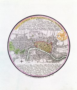1793年伦敦，威斯敏斯特和南华克自治市的计划（手工彩色雕刻） 作者 英语学校