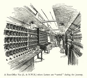 A Post-Office Van, L and NWR, where Letters are "sorted" during the journey (litho) 作者 英语学校