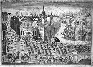 1762年8月13日，由Albemarle伯爵和乔治·波科克爵士拍摄的Havannah镇的展望