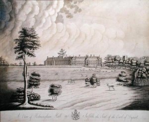 萨福克郡海尔明翰厅的景色，戴萨特伯爵的座位（纸上水墨画） 作者 英语学校