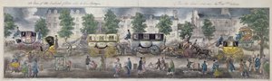 1828年巴黎林荫大道与新车厢（彩色雕刻） 作者 英语学校