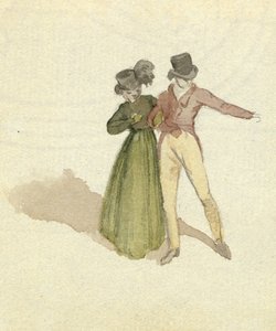一对夫妇散步，1825年（纸上写着） 作者 英语学校