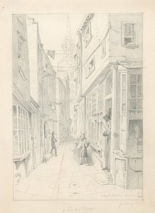 1828年7月在伦敦圣马丁教堂附近的一个法院或通道 作者 英语学校