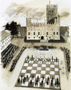 一场巨大的国际象棋比赛是Marcostica镇的一个节日的一部分 作者 英语学校