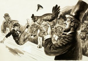 在舞台上制作鸡的魔术师 作者 英语学校