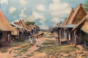 巴拿马的一个土著村庄（彩色石版画） 作者 英语学校