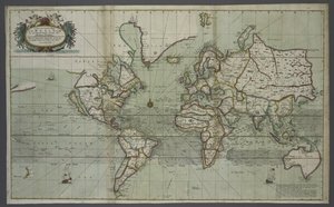 1707年（手工彩色印刷）海图集的世界新地图 作者 英语学校