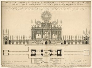 皇家烟花的计划和海拔将于1749年4月27日在圣詹姆斯公园进行 作者 英语学校