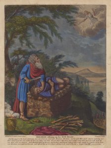 亚伯拉罕献出儿子以撒（彩色石版画） 作者 英语学校