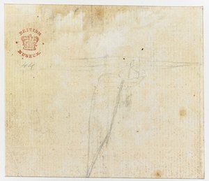 Add.15508，f.44v，一幅素描，选自 "印度墨水绘图，说明库克船长的第一次航行"。 作者 英语学校