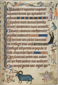 添加。 42130，f.169，诗篇 93，谋杀场景，来自“Luttrell Psalter”，c.1325-35（牛皮纸） 作者 英语学校