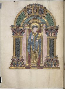 Add.49598, f.97v, St Swithun, Benedictional of St Aethelwold, 971-984 (牛皮纸) 作者 英语学校