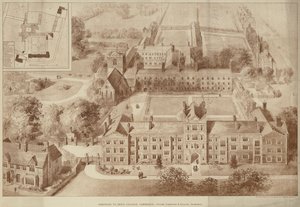 剑桥大学耶稣学院的扩建工程（雕刻）。 作者 英语学校