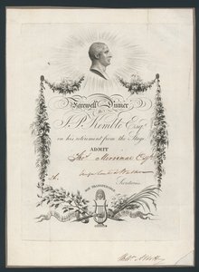 晚宴的门票是为了庆祝John Kembles告别1819年的舞台