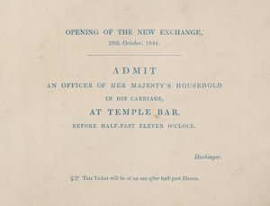 1844年10月29日伦敦新皇家交易所开放的入场券 作者 英语学校