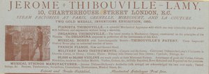 广告为Jerome Thibouville-Lamy，伦敦Charterhouse街10号，乐器制造商 作者 英语学校
