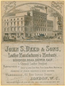 广告为John S Deed＆Sons，皮革制造商和商人，451 New Oxford Street，London 作者 English School