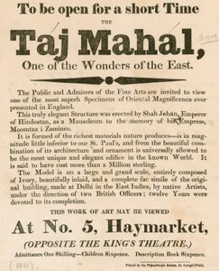 广告为伦敦5 Haymarket的泰姬陵模型展览 作者 英语学校