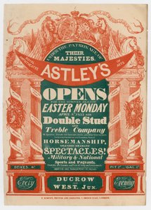 Astleys Amphitheatre的广告，夏季开放，1833年4月8日 作者 英语学校