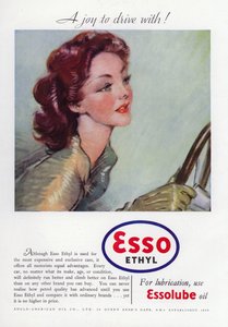 埃索（Esso）乙油的广告，展示迷人的女人开车，1937年 作者 英语学校