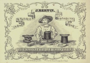 比利时根特帽子清洁工J Bertin的广告（平版）。 作者 英语学校