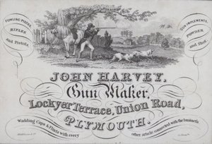 德文郡普利茅斯枪支制造商John Harvey的广告 作者 英语学校