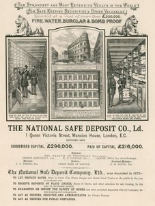 国家安全存款公司的广告，1 Queen Victoria Street，Mansion House，London 作者 英语学校