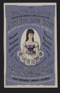 Advertisement for the patent Poro-Plastic corset (colour litho) 作者 英语学校