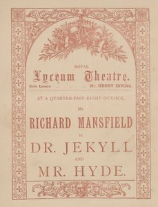Lyceum Theatre，Jekyll博士和Hyde先生的广告卡由Richard Mansfield主演 作者 英语学校