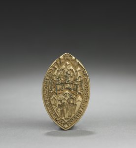 杏仁形海豹：跪着和尚的圣母加冕，1300年代 作者 英语学校