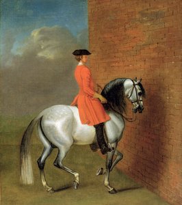 Haute Ecole的一次演习：沿着一堵墙走向左边，在John Venderbank（1694-1739）以前归于James Seymour（1702-52）之后