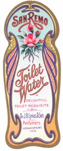 “san remo toilet water”的新艺术风格香水标签，c.1900 作者 英语学校