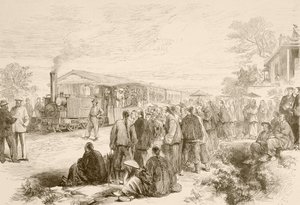 约 1880 年的早期中国铁路（石版印刷） 作者 英语学校