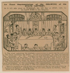 国家彩票抽奖的确切表示，将于1826年7月18日在王国最后一次举行 作者 英语学校