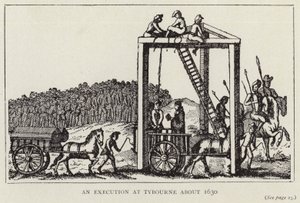 约 1630 年在泰伯恩执行的死刑（石版画） 作者 英语学校