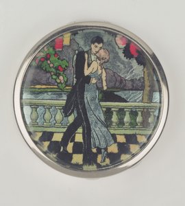 Art Deco Dancers Powder Compact，由Stratnoid制造，1920-30（珐琅） 作者 英语学校