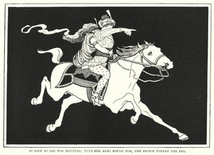她一骑上马，王子就把木桩转过来（雕刻）。 作者 英语学校