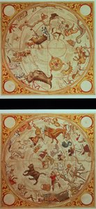 星历，黄道十二宫，约 1660 年（手绘版画） 作者 英语学校