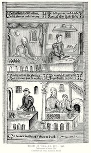 约克面包师，公元 1595-1596 年。行会条例（雕刻） 作者 英语学校