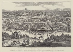 班扎-洛旺吉里，前洛旺戈王国的首都，约 1670 年（石版画） 作者 英语学校